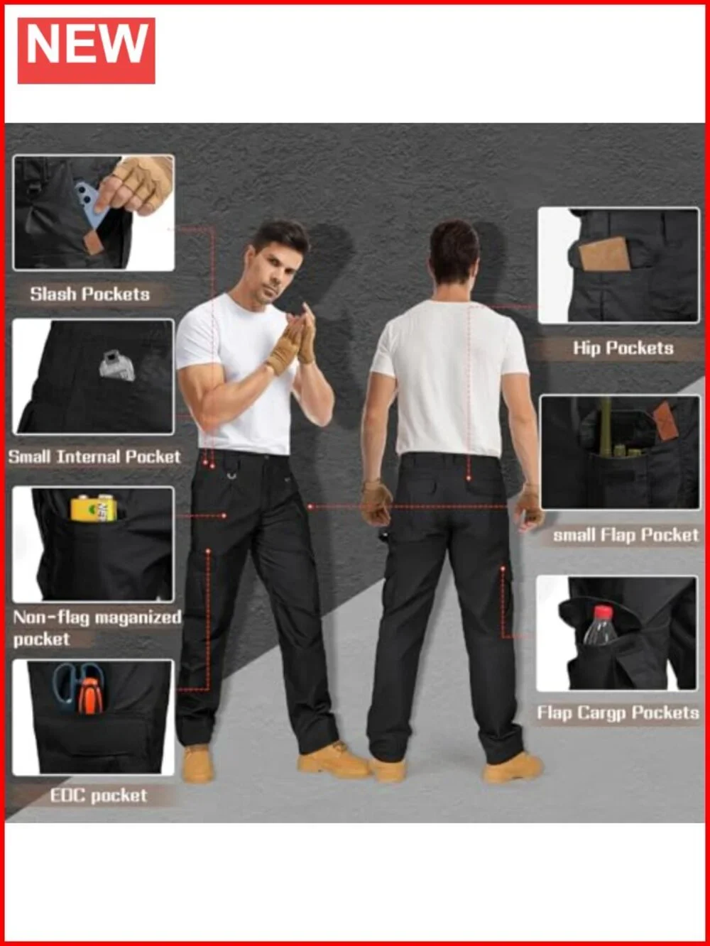 Stretch Ripstop Cargo Pants, Tactical Work Hiking Pants, Lightweight EDC Pants